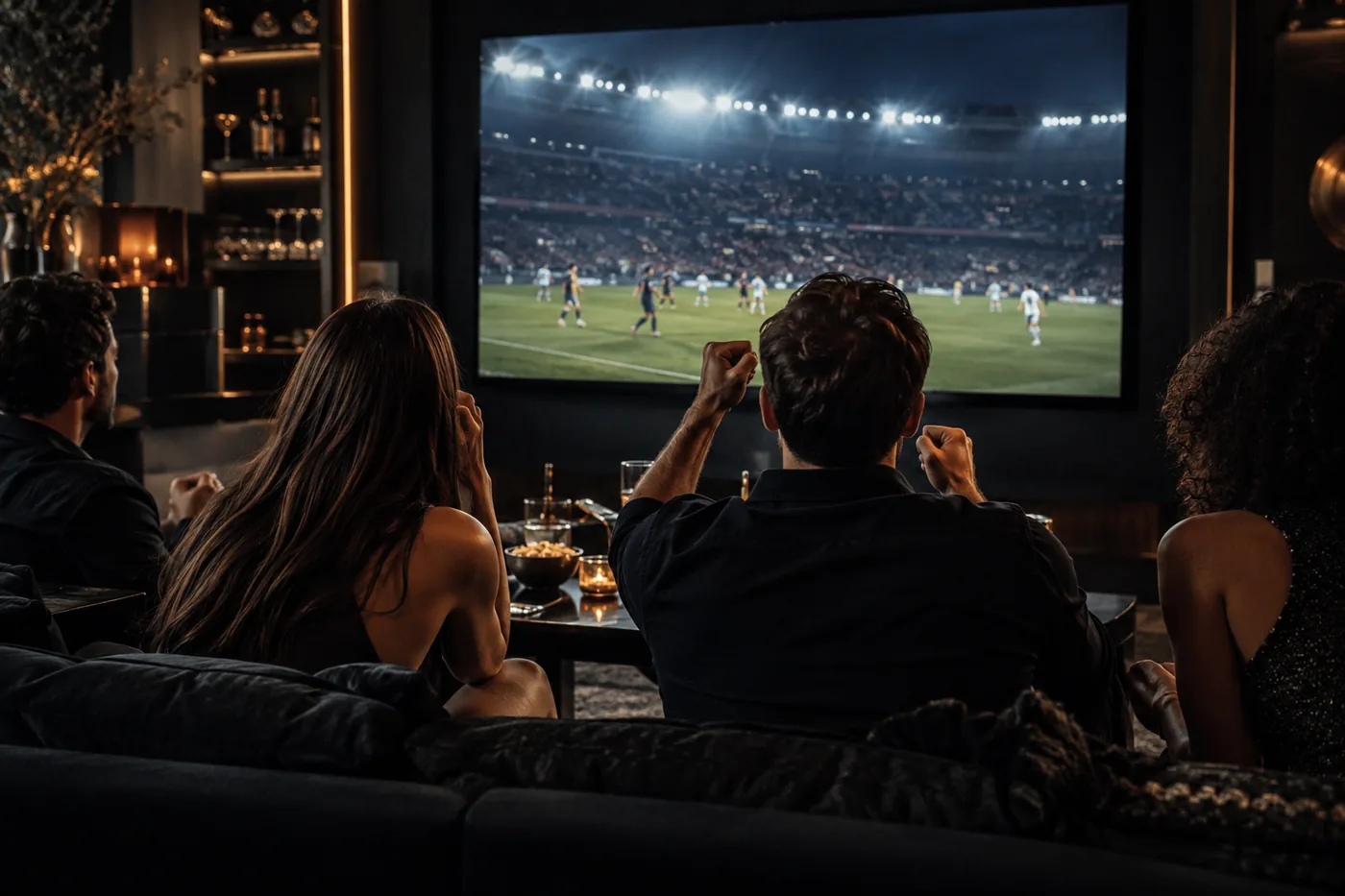 Friends watching a live match together
